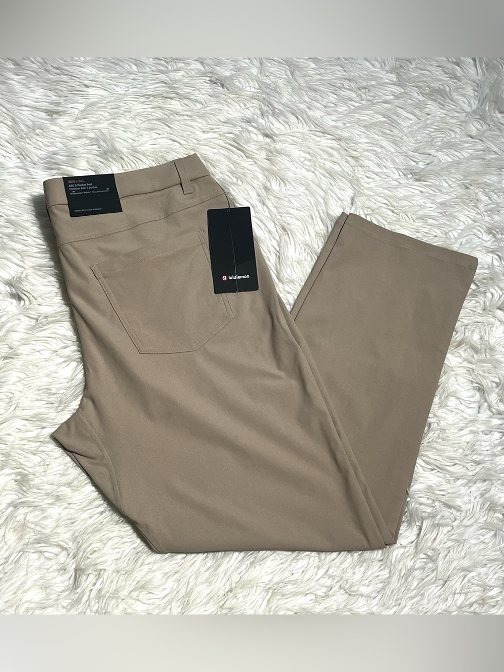 🔥NWT Men’s LULULEMON ABC Classic Fit 5 Pocket Warpstreme Pants 38" x 31" Khaki